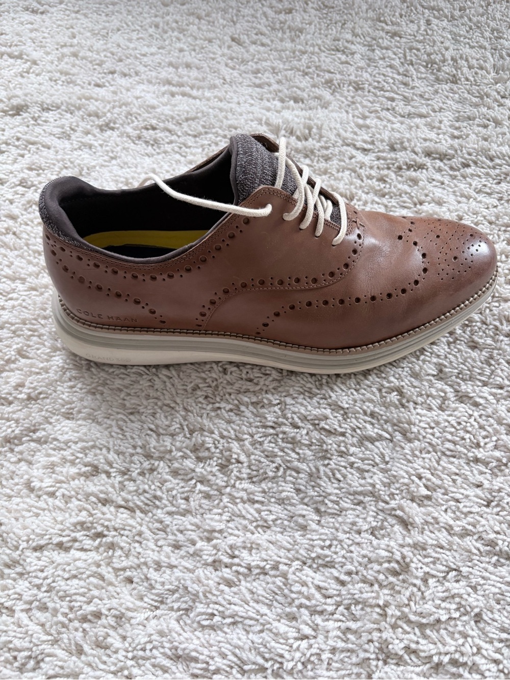 Cole Haan Tan Leather Wingtip Derby with White Sole
